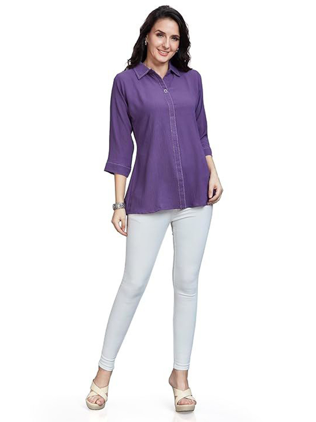 Nioni Modal Shirt Collar Tunic