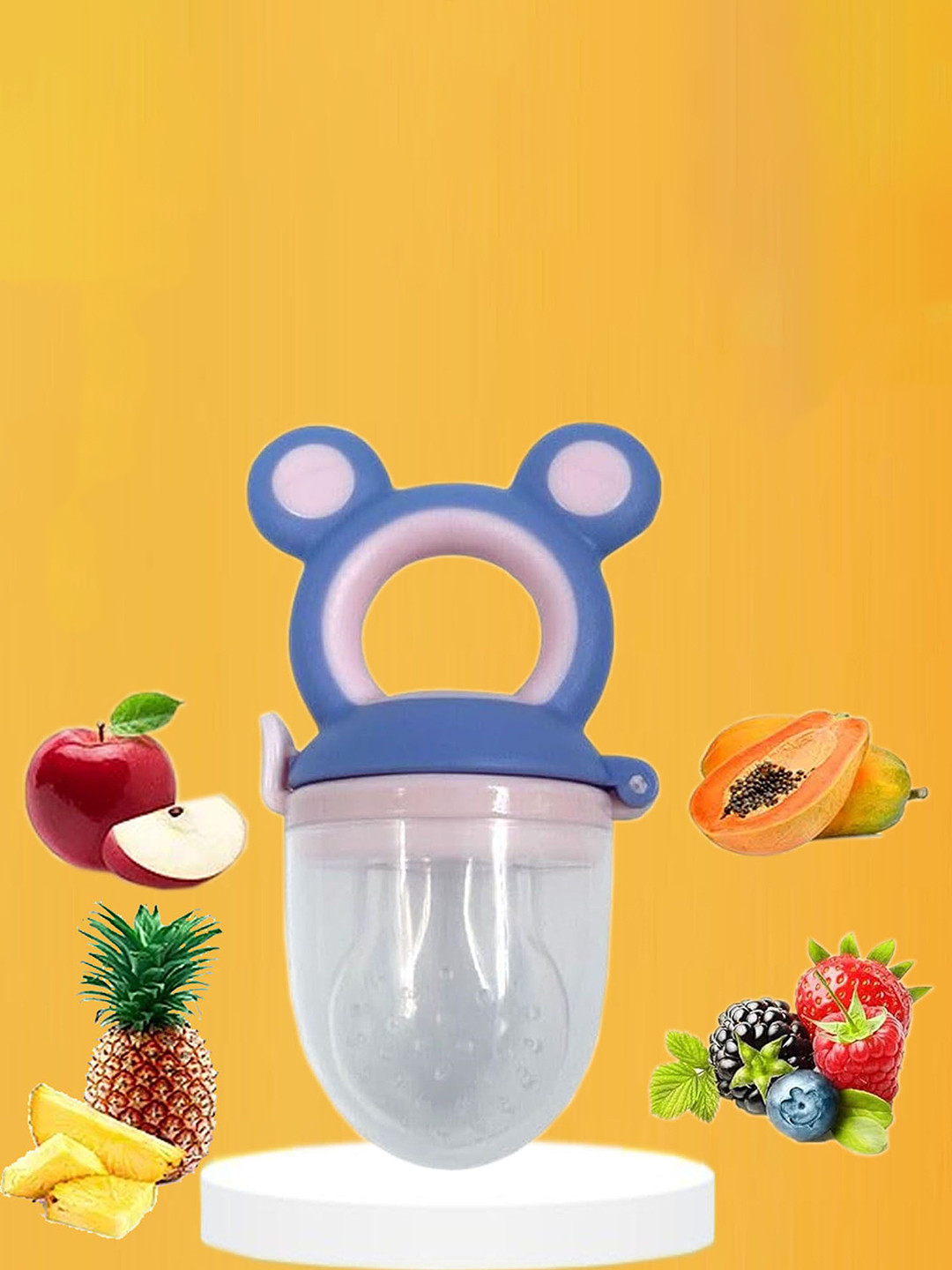 Joy Buzz Silicone Fruit & Food Nibbler With Easy Grip- Blue