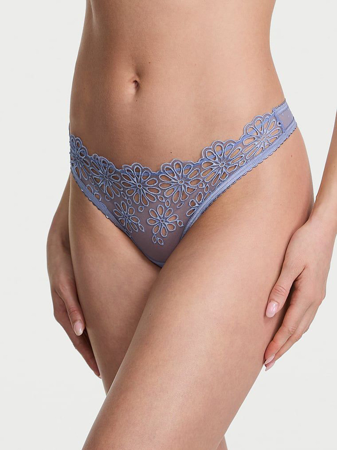 Victoria's Secret Self-Designed Lace-Trim Floral Eyelet Thong Briefs