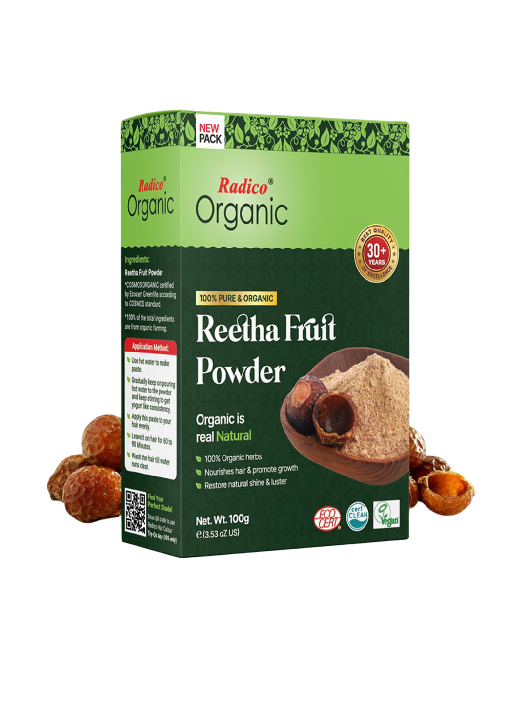 Radico Organic Ritha Powder For Shiny & Healthy Hair - 100 g