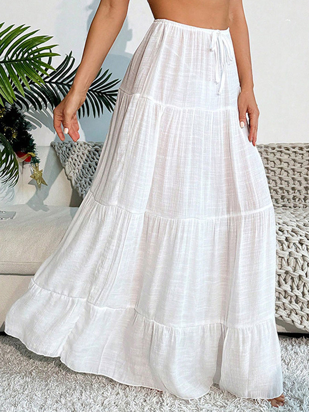 LULU & SKY A-Line Tiered Curved Maxi Skirt