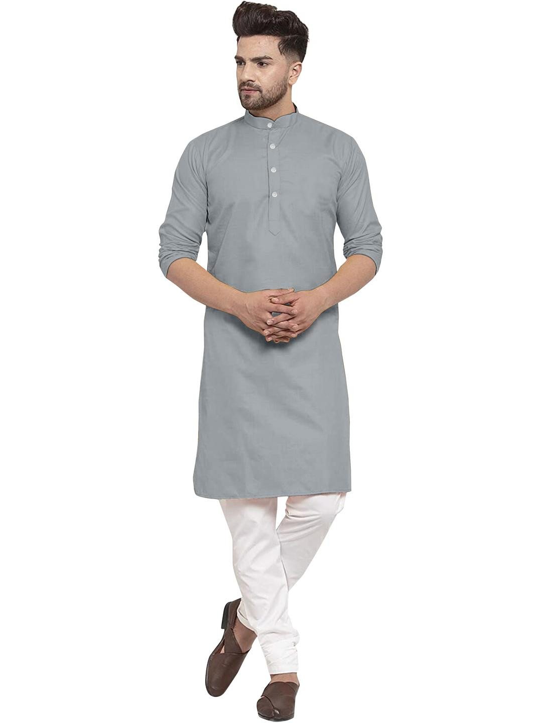 VS MALL Men Orange Kurtas