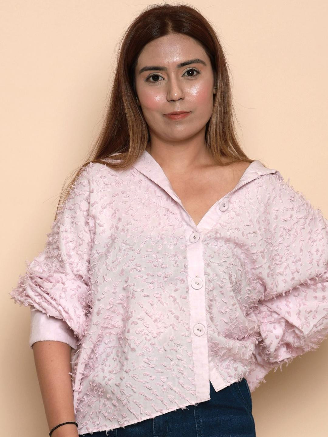 Shankriti Pink Cotton Linen Shirts