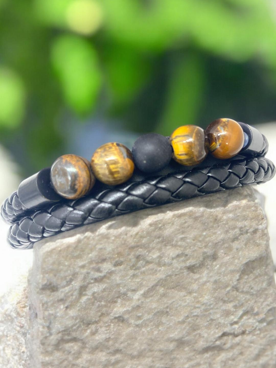APUNKA D FASHION Black Leather Bracelet