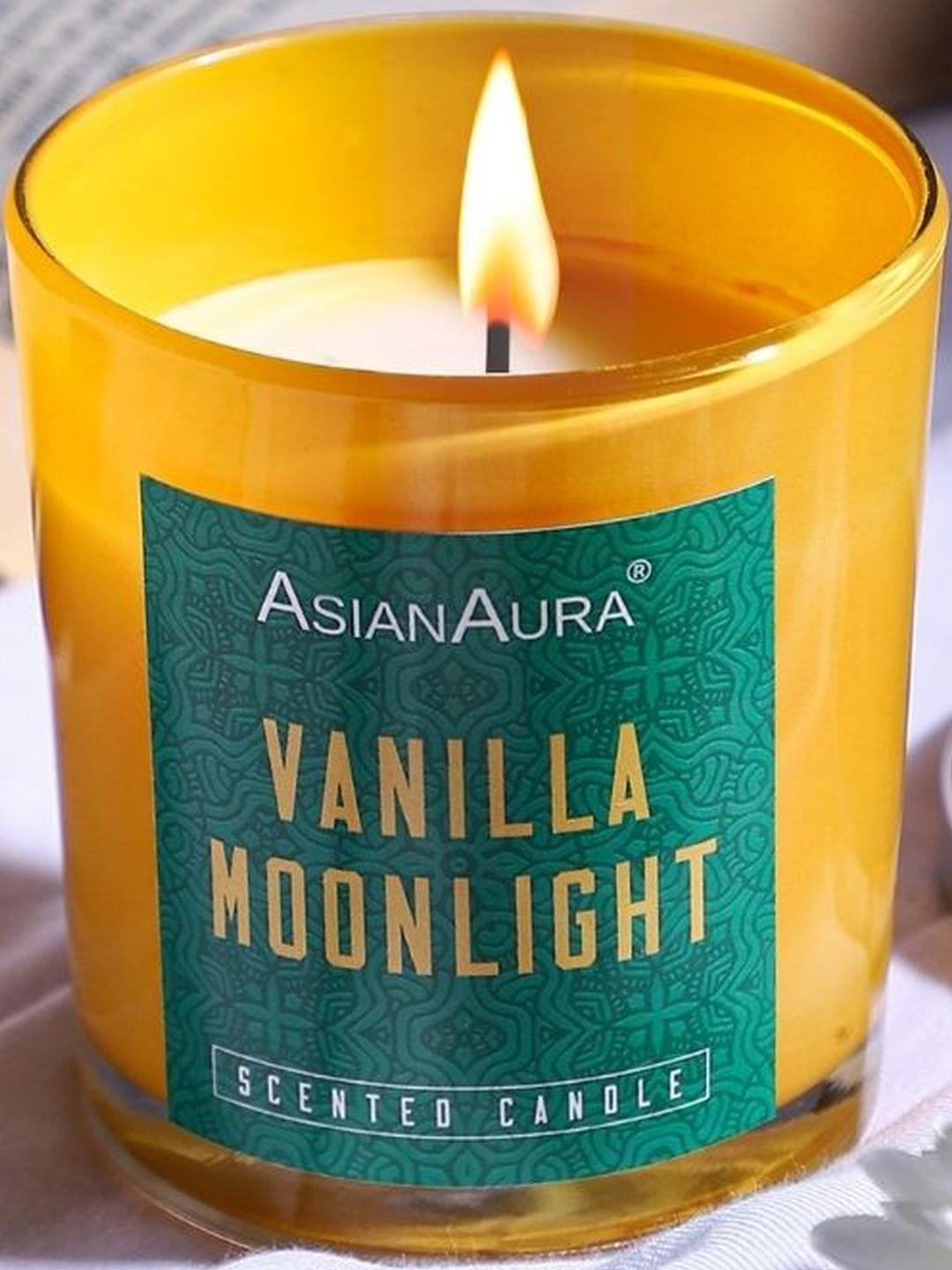 Asian Aura Premium Scented 1 Wick Vanilla Moonlight Solid Geometric Regular Jar Candles