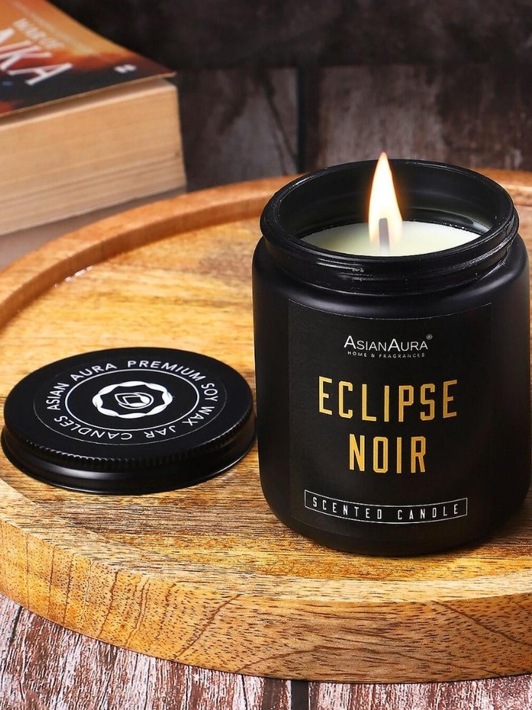 Asian Aura Premium Scented 1 Wick Eclipse Noir Solid Geometric Regular Jar Candles