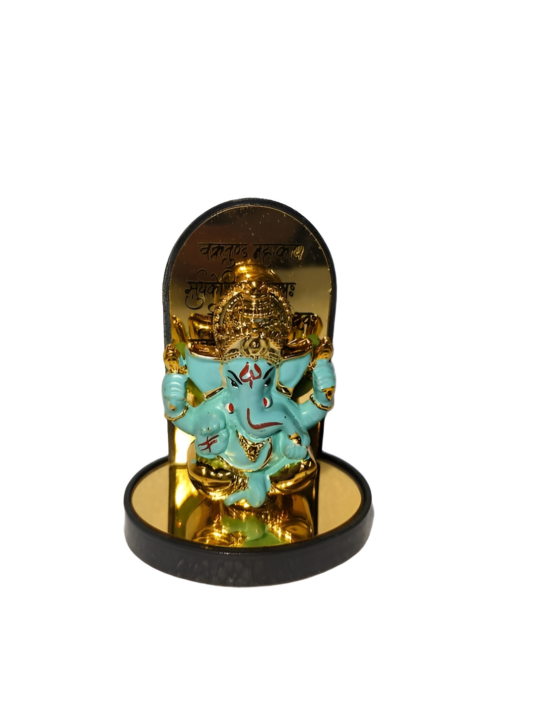 Rare Planet Green & Gold-Toned Lord Ganpati Religious Idol Showpiece