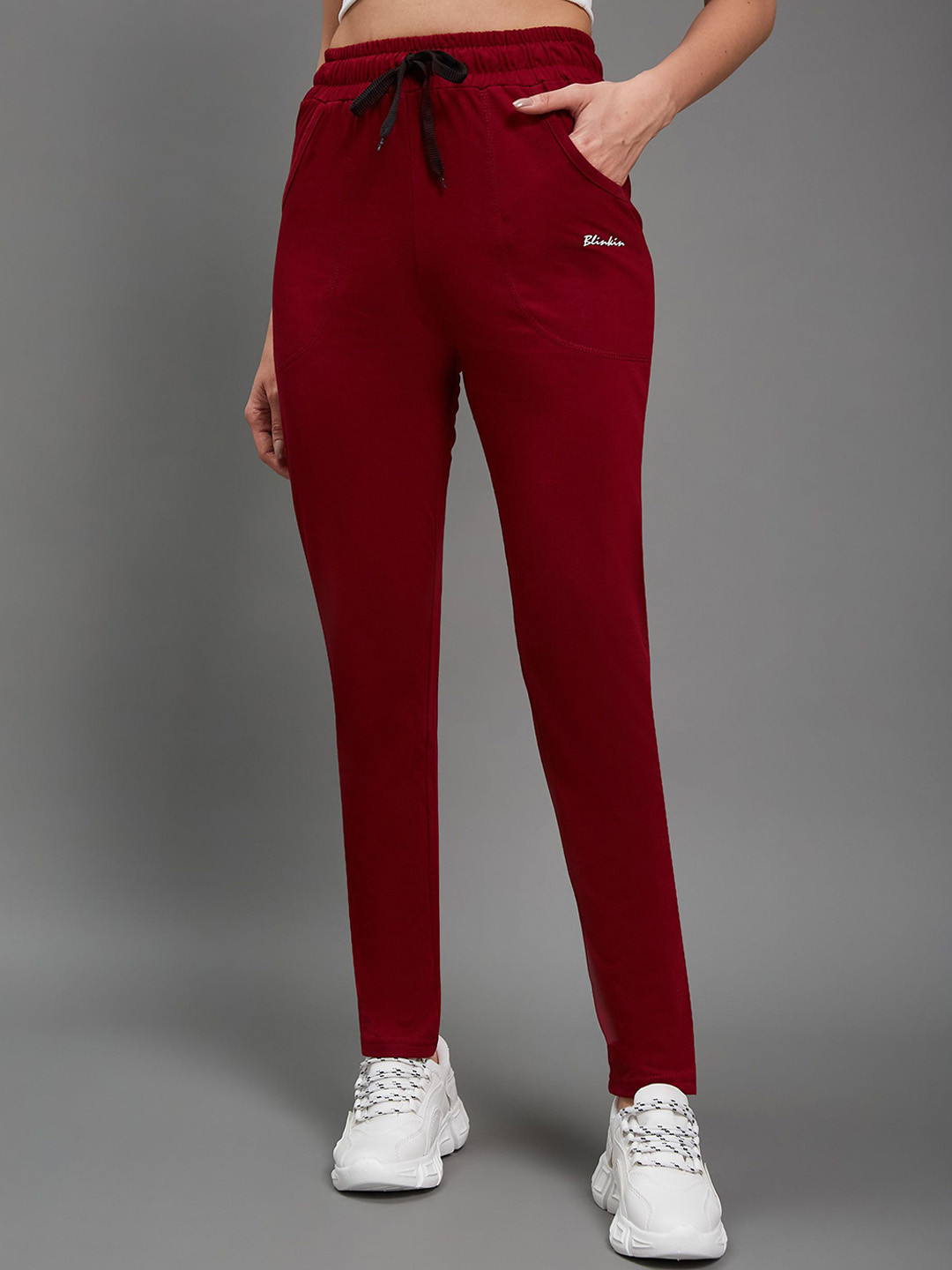 Blinkin Women High Rise Relaxed Fit Track Pants With Side Pockets