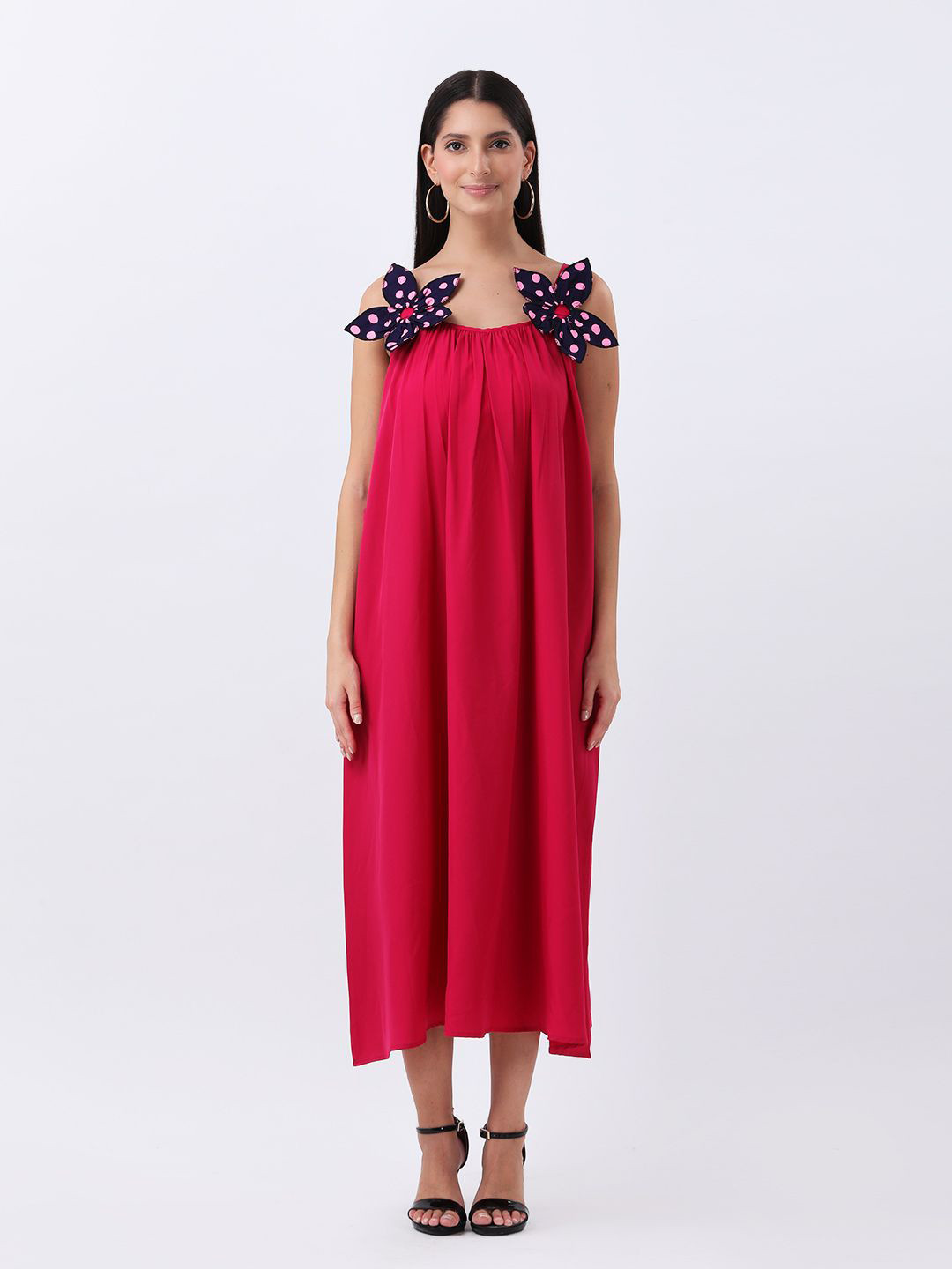 Qurvii Women Shoulder Straps A-Line Midi Dress