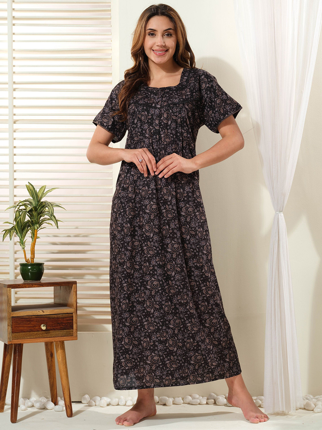 EASY MOM Printed Maxi Nightdress