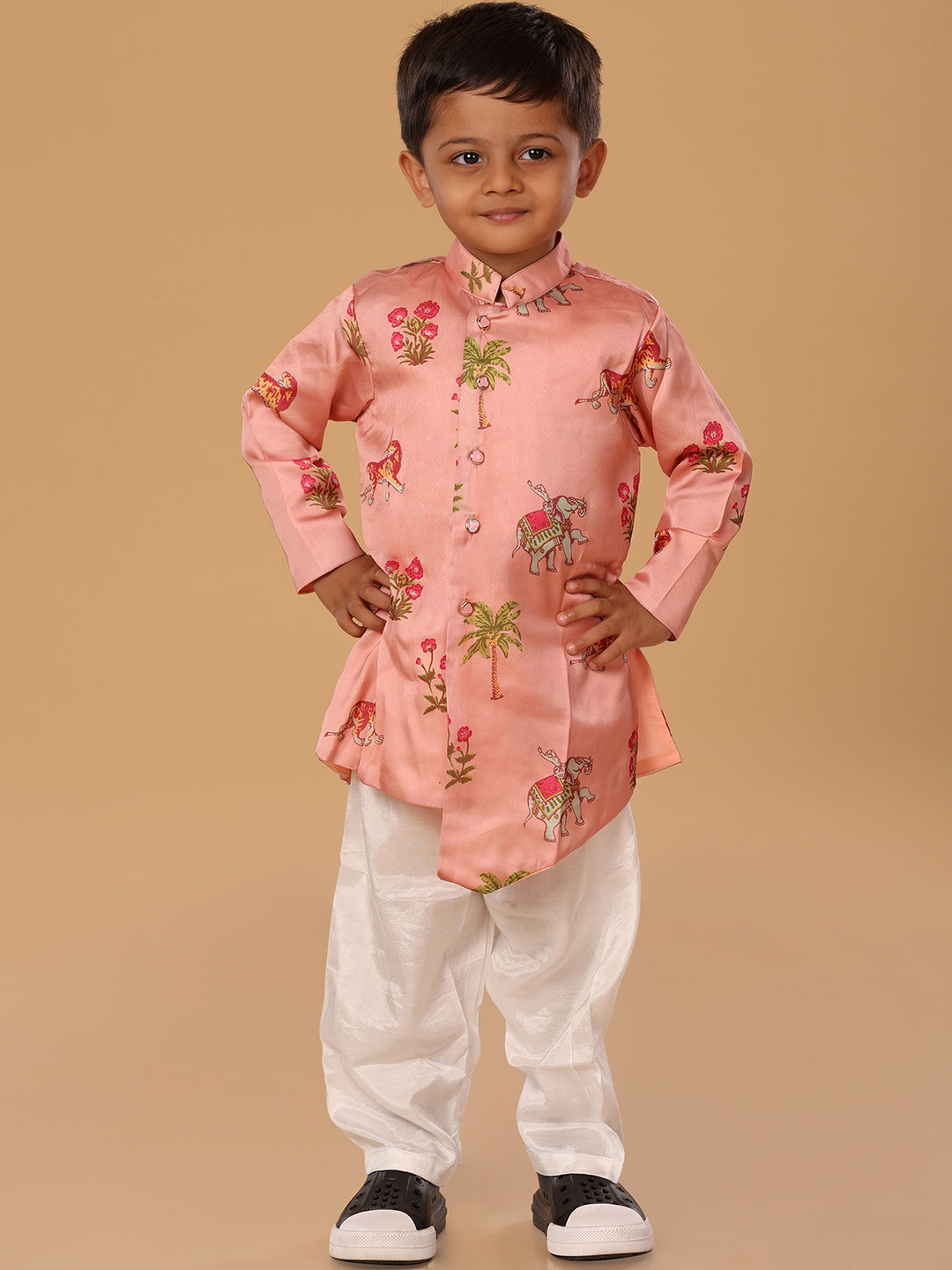 The Mini Trunk Blushpink Animal Print Kurta Set