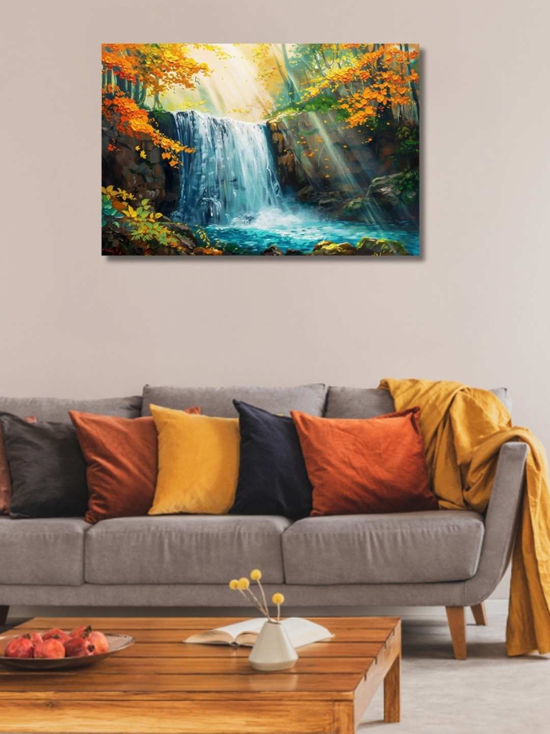 Viventiq Blue & Green Waterfall Printing Without Frame