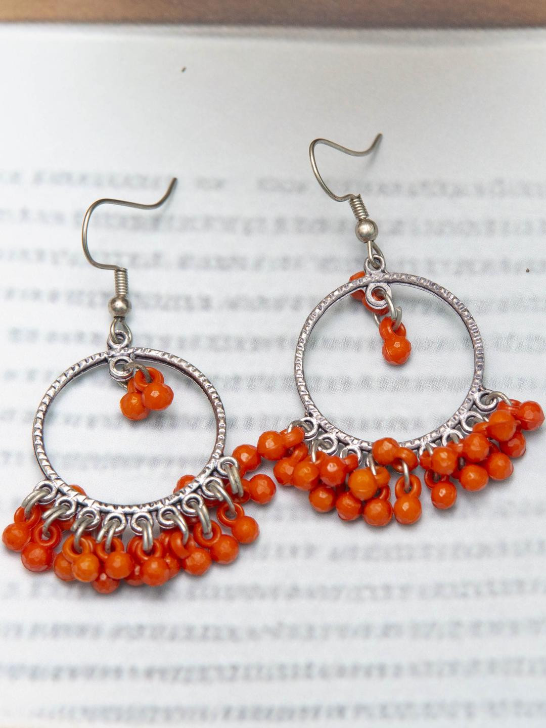 Creative Frogs Orange Alloy Earrings