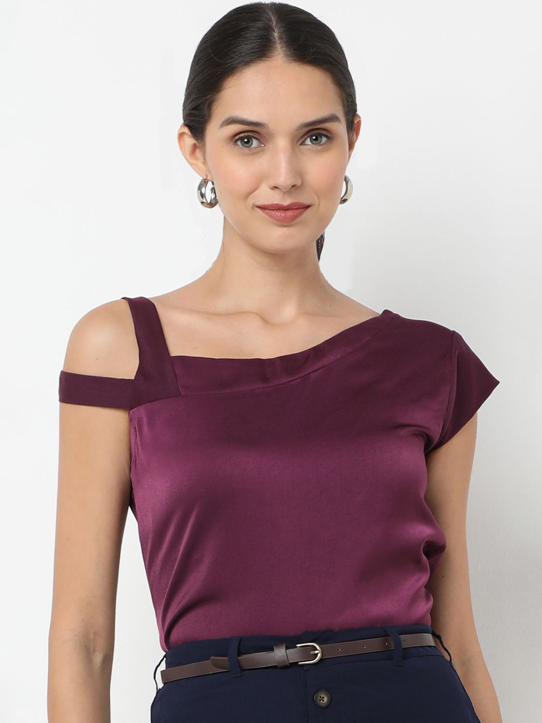 NOT SO PINK One Shoulder Cut Out Details Top