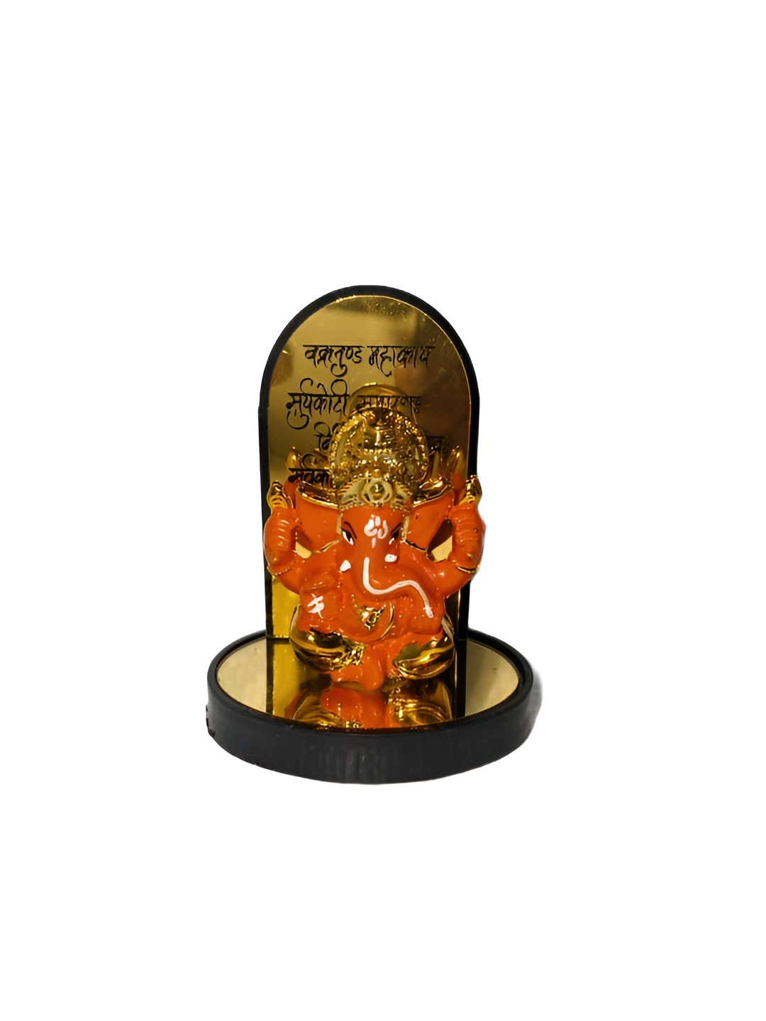 Rare Planet Gold-Toned & Red Lord Ganesh Religious Idol Showpiece