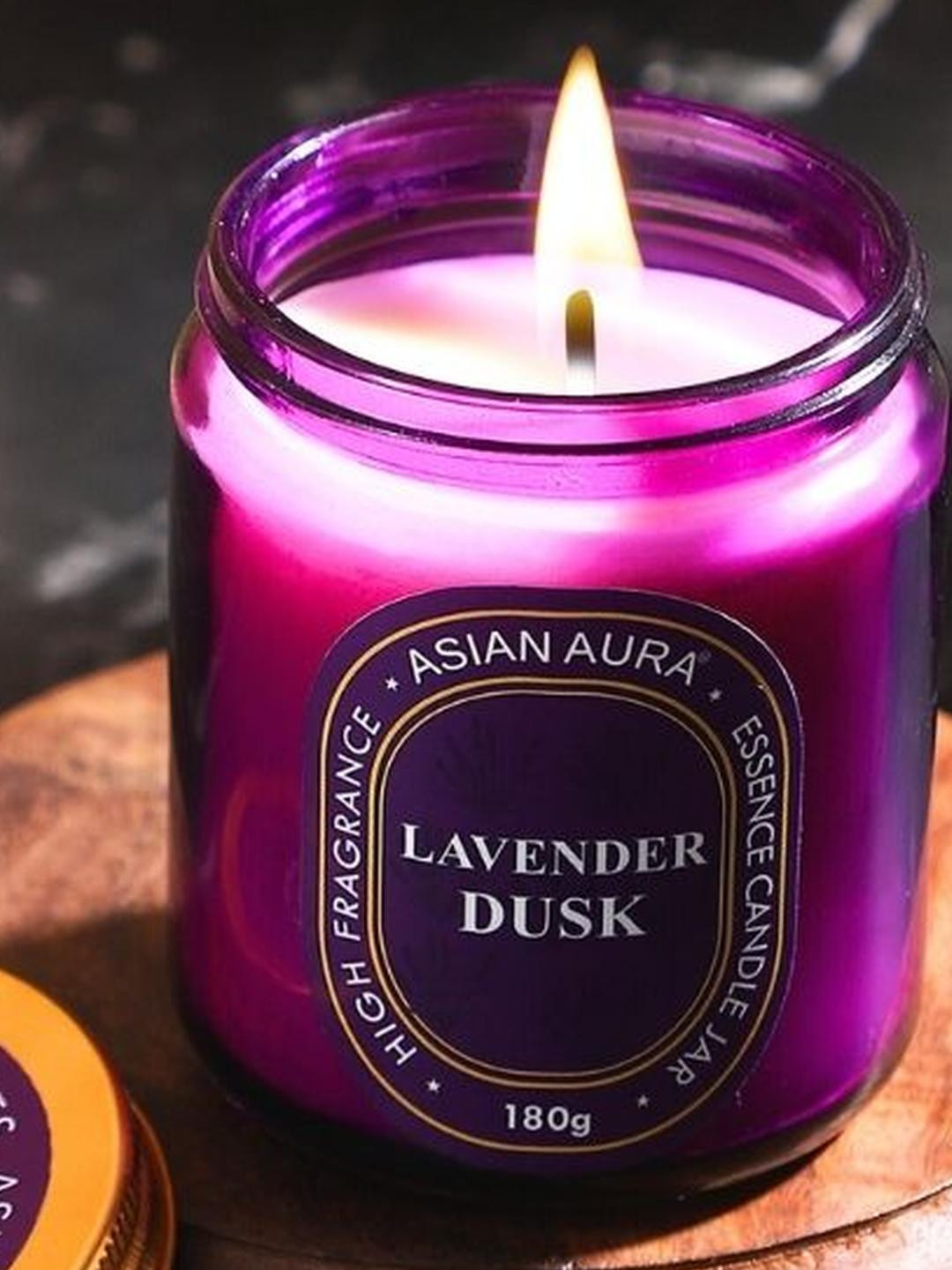 Asian Aura Premium Scented 1 Wick Lavender Dusk Solid Geometric Regular Jar Candles