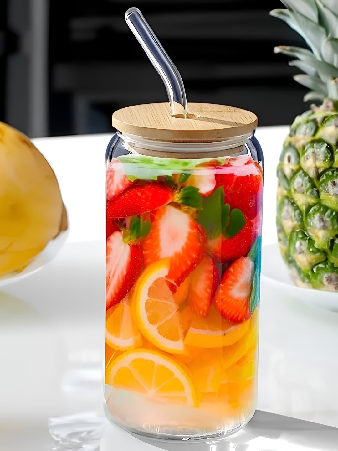 FINSTER Transparent Refrigerator Safe Water Glass