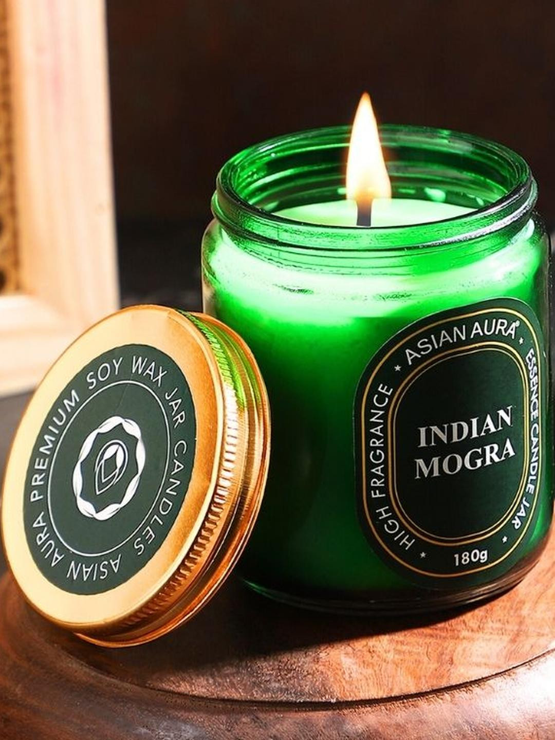 Asian Aura Premium Scented 1 Wick Indian Mogra Solid Geometric Regular Jar Candles