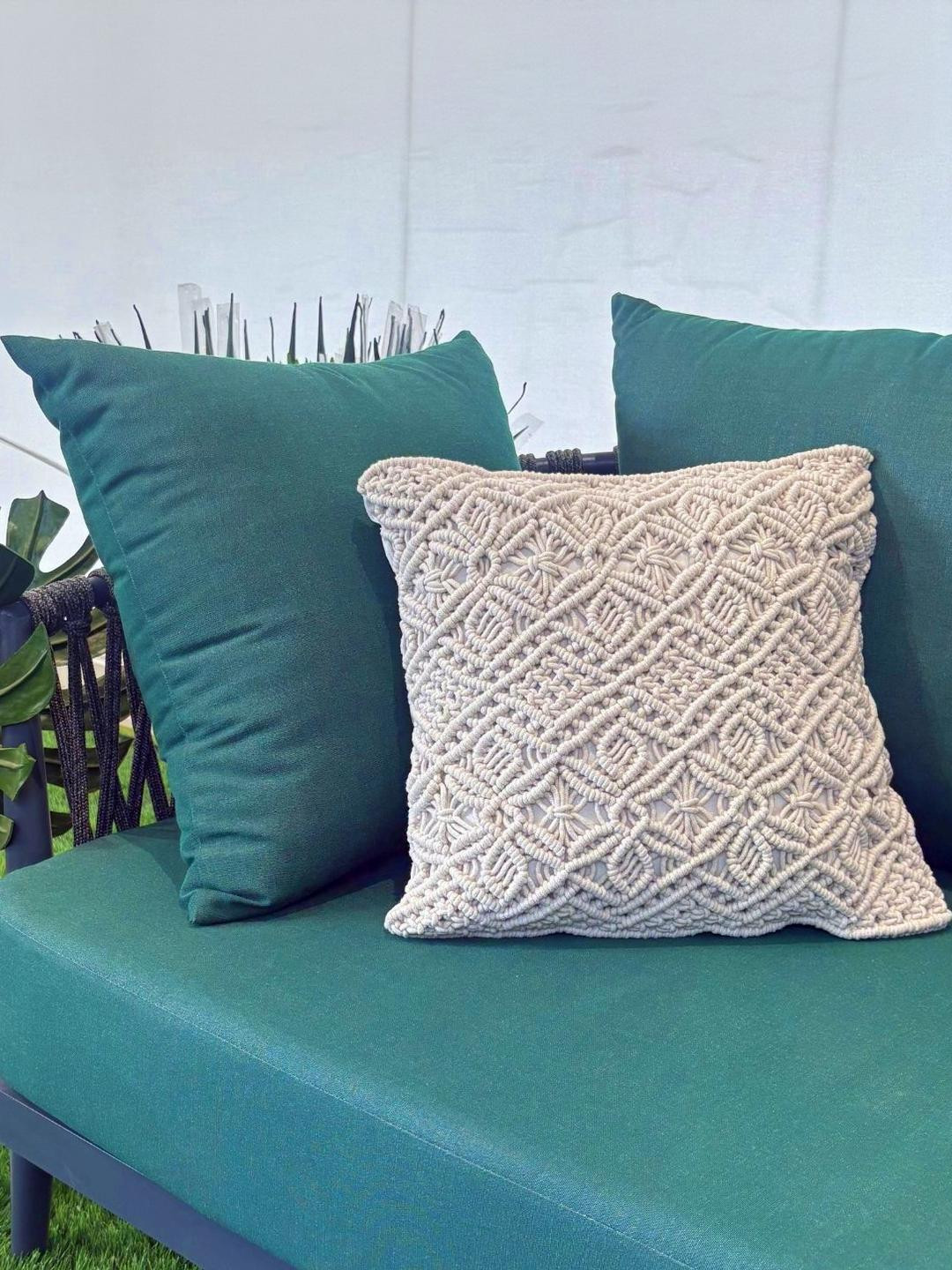 Bells & Whistles Off White Macrame Square Cushion Cover