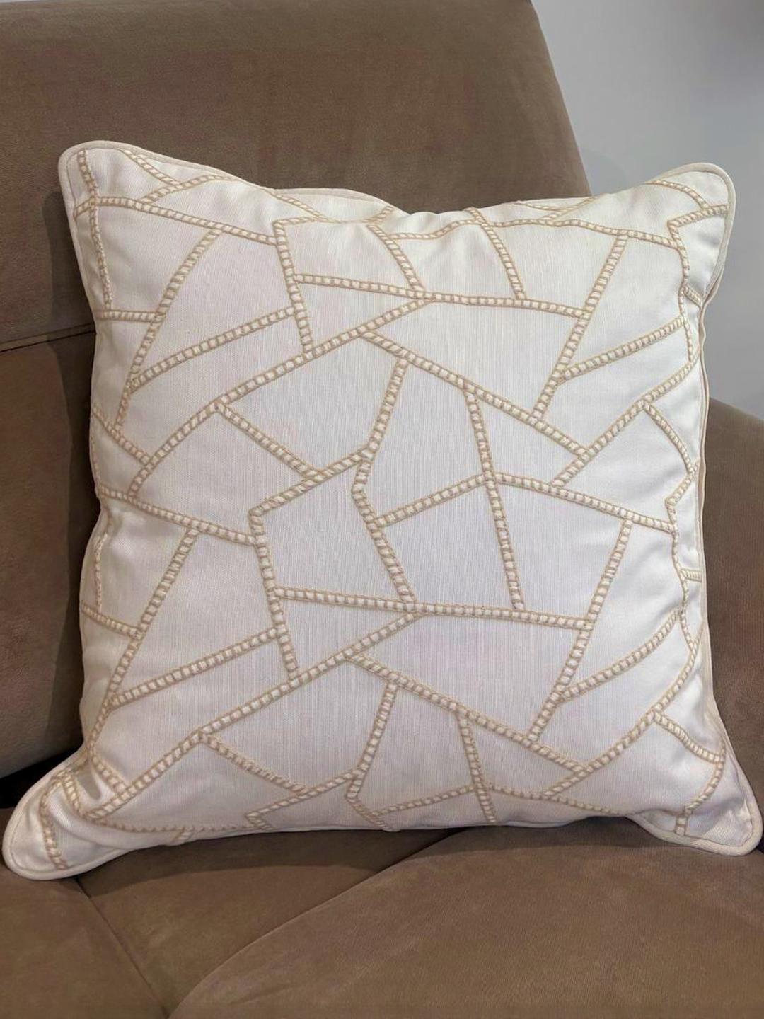 Bells & Whistles Off White Embroidered Square Cushion Covers