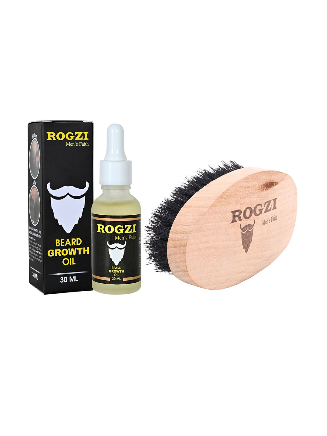 ROGZI Beard Growth Oil - 30 ml With Boar Bristle Brush