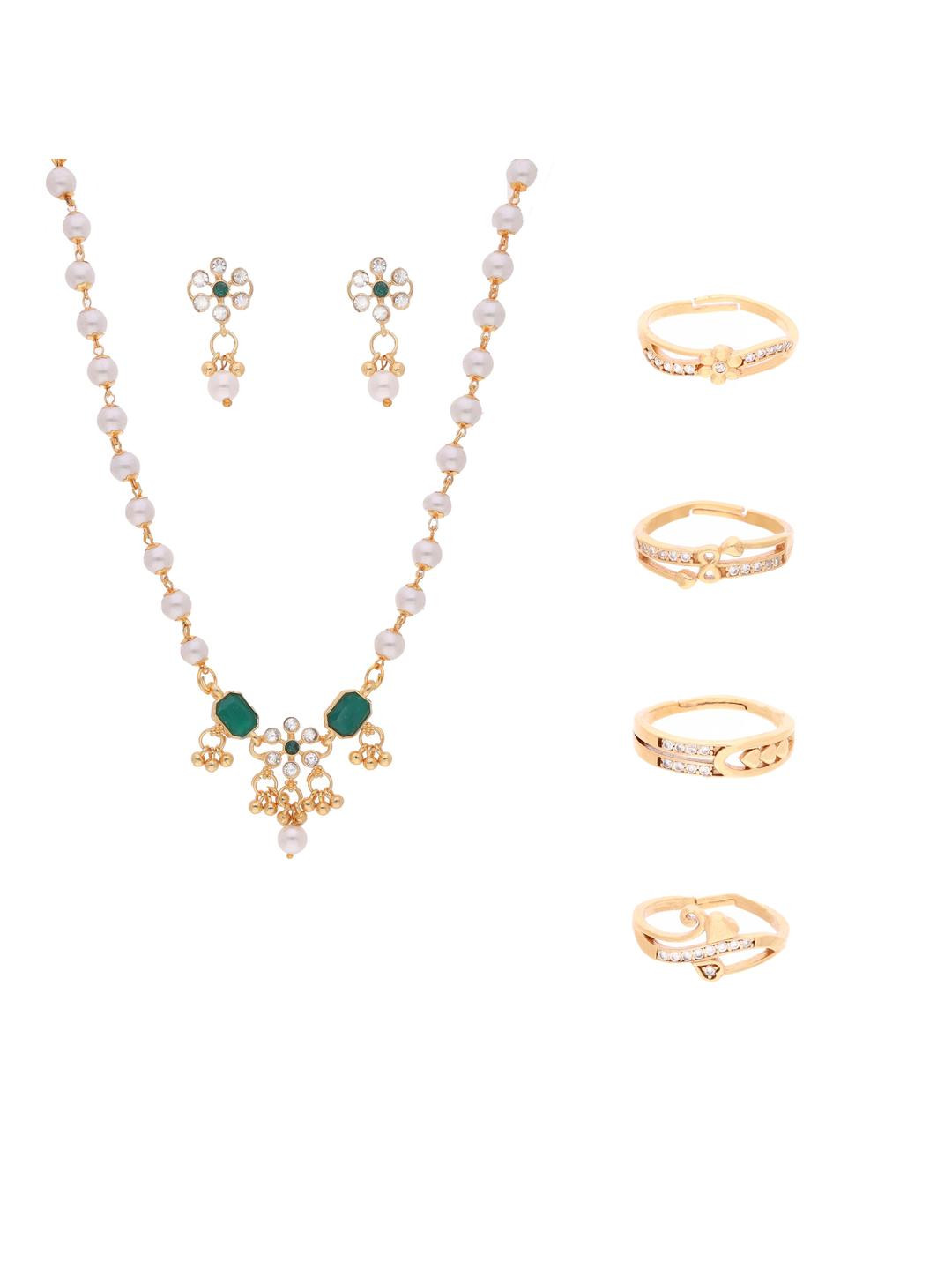 Brado Jewellery American Diamond Brass Jewellery Set
