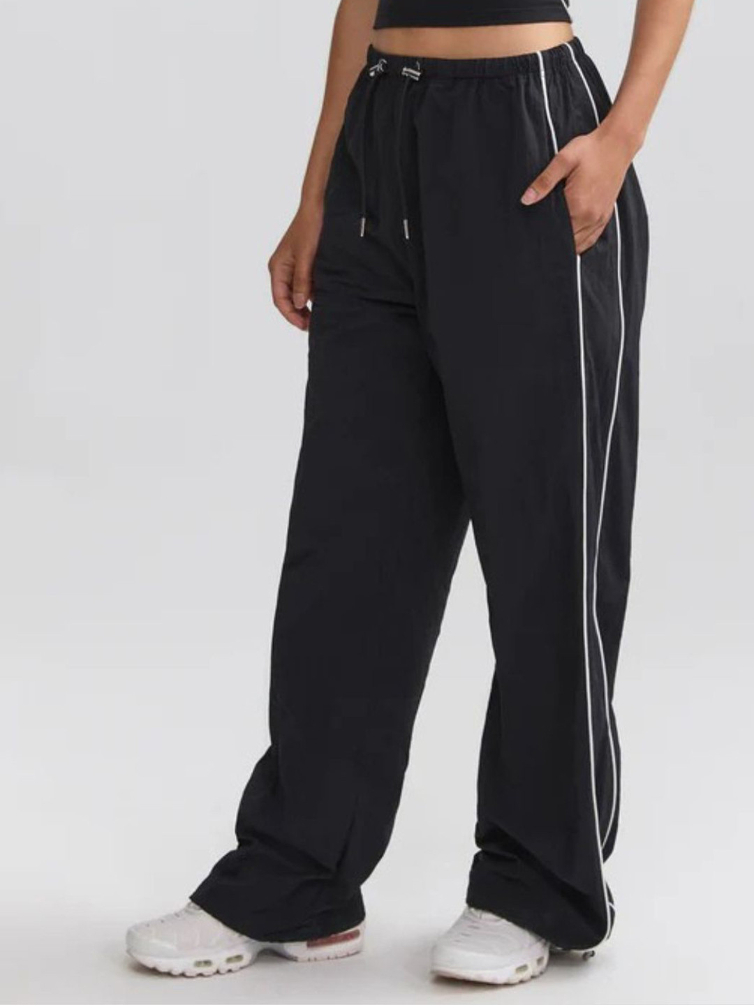 EVERDION Women Contrast Piping Baggy Relaxed-Fit Track Pant