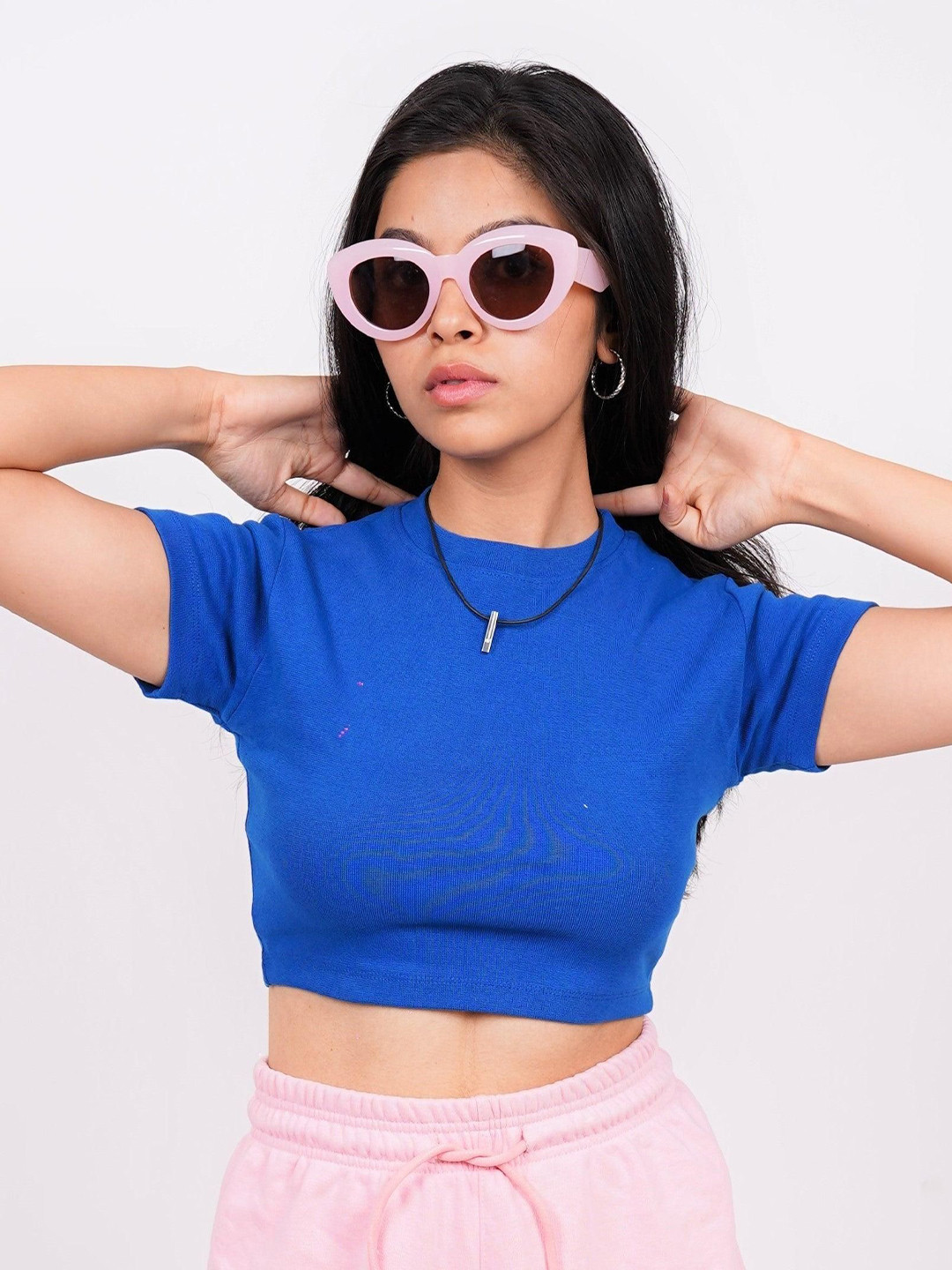 BURGER BAE Women Cotton Ribbed Crop Top