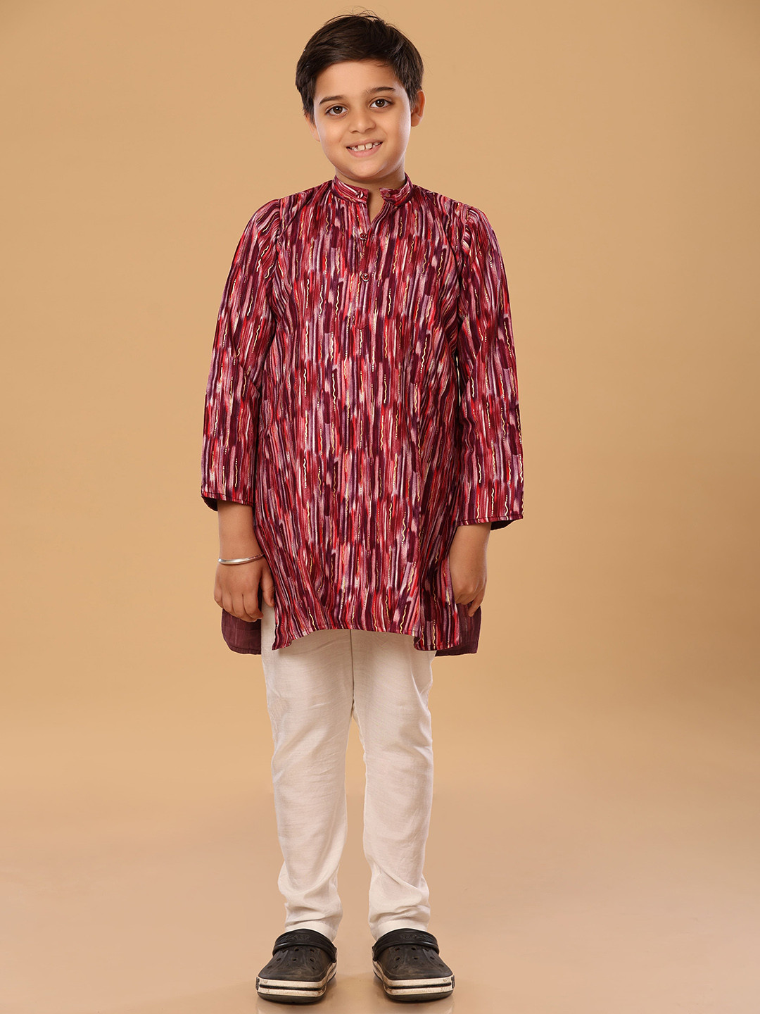 The Mini Trunk Purple Mixed Foil Kurta Set