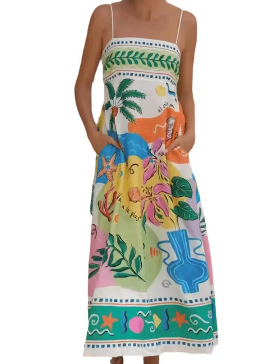StyleCast Tropical Print A-Line Maxi Dress