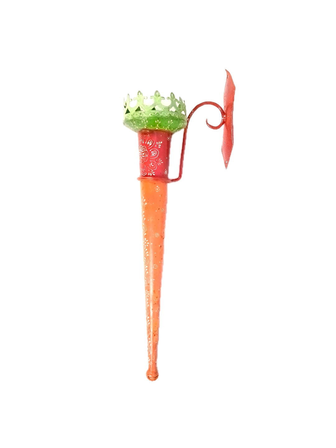 apka mart Mashaal Olympic Orange & Green Textured Tea Light Candle Holder