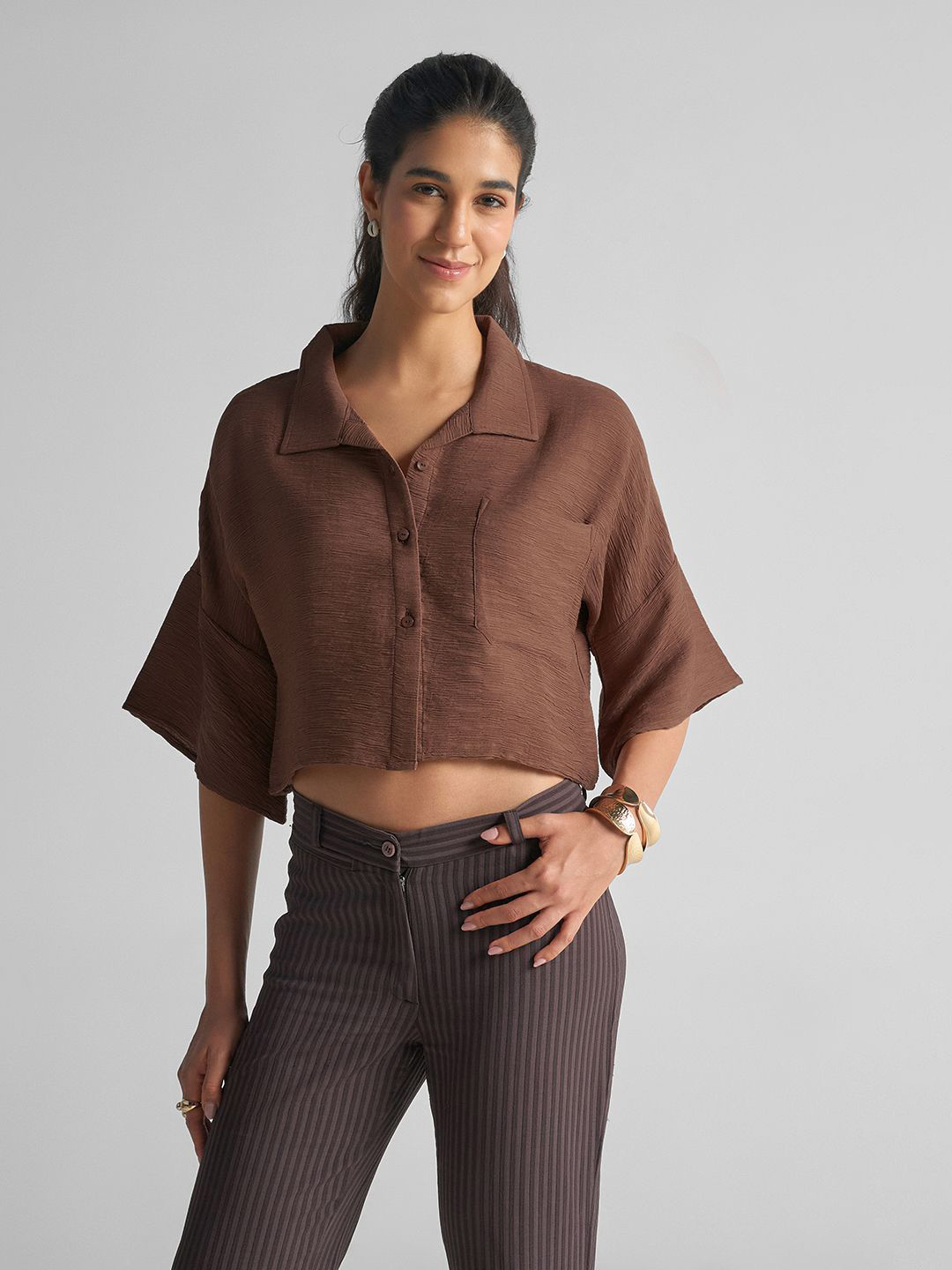 GABLOR Women Shirt Style Crop Top