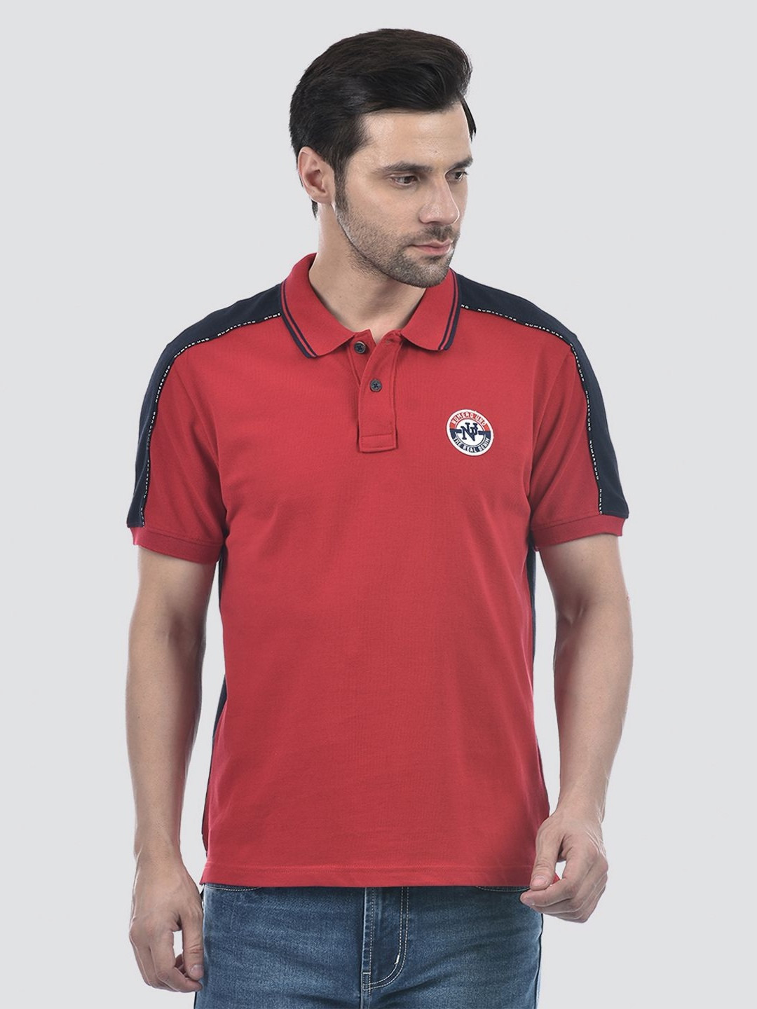 Numero Uno Colourblocked Polo Collar Pique T-Shirt