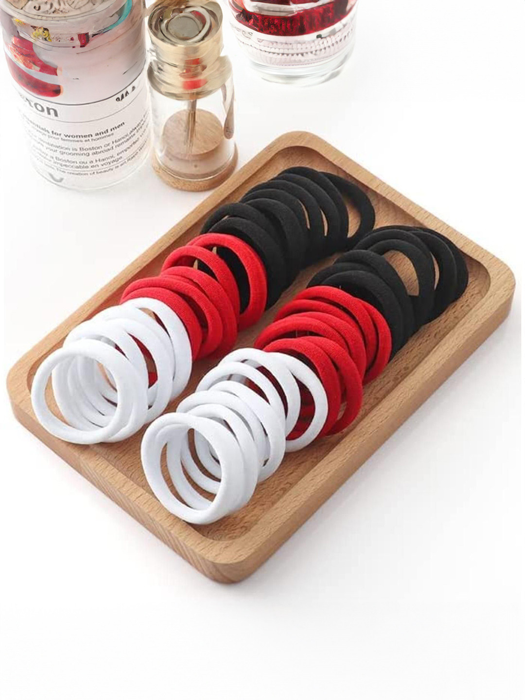 DN ENTERPRISES Women Set of 30 Thick Cotton Hair Rubber Bands Ties, Ponytail Holders