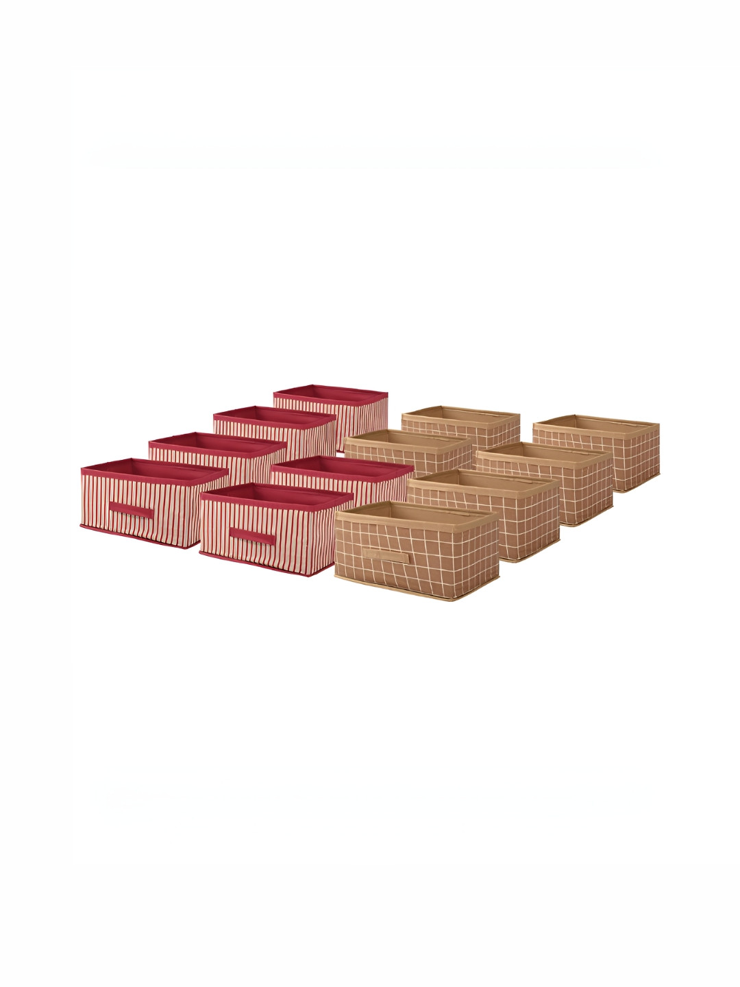 Aura Beige 12 Pcs Foldable Multi-purpose Cloth Organizer for Storage Box Drawing Handle