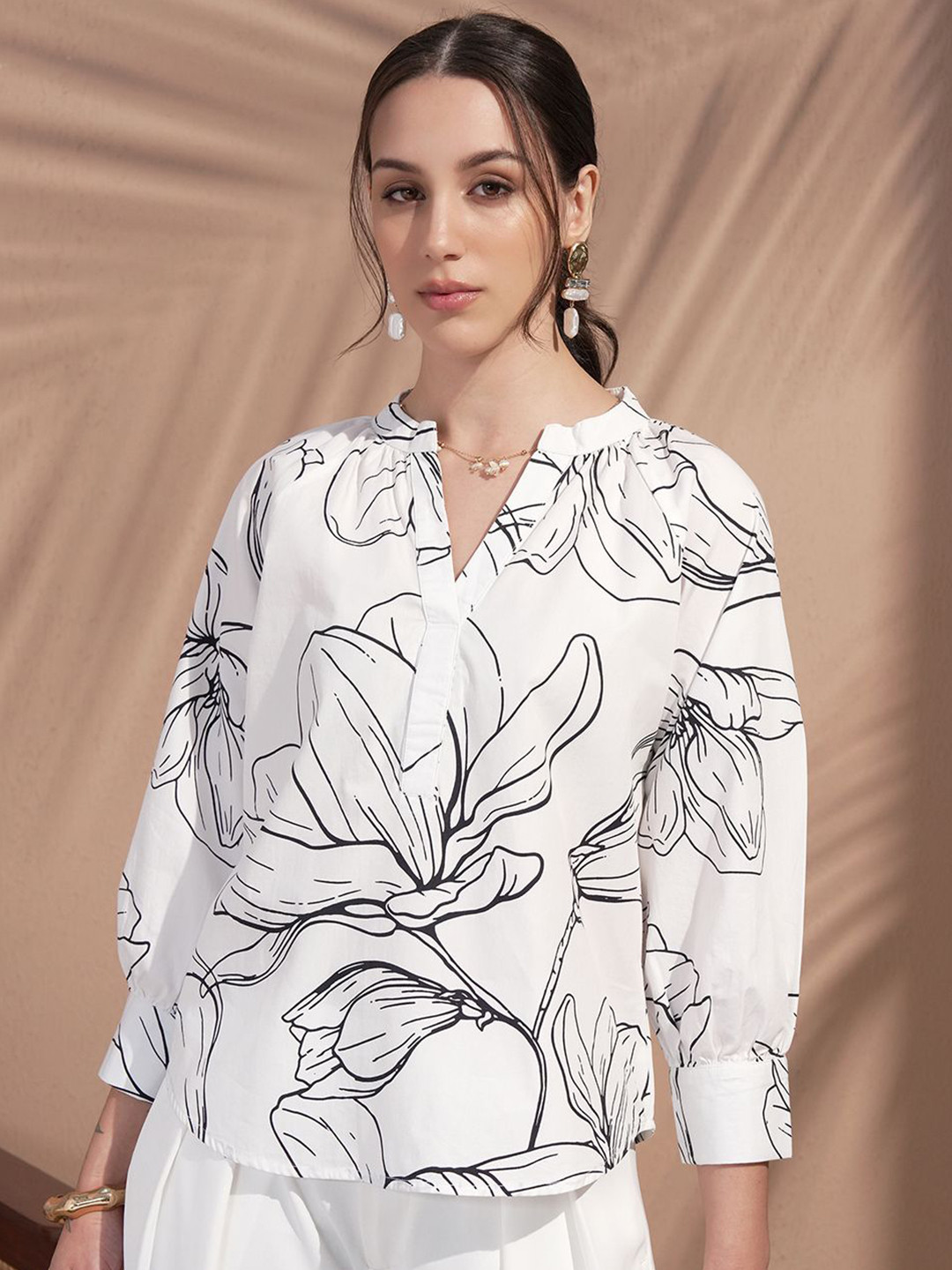 Vara By Vishudh Poplin Printed Relaxed Fit Top