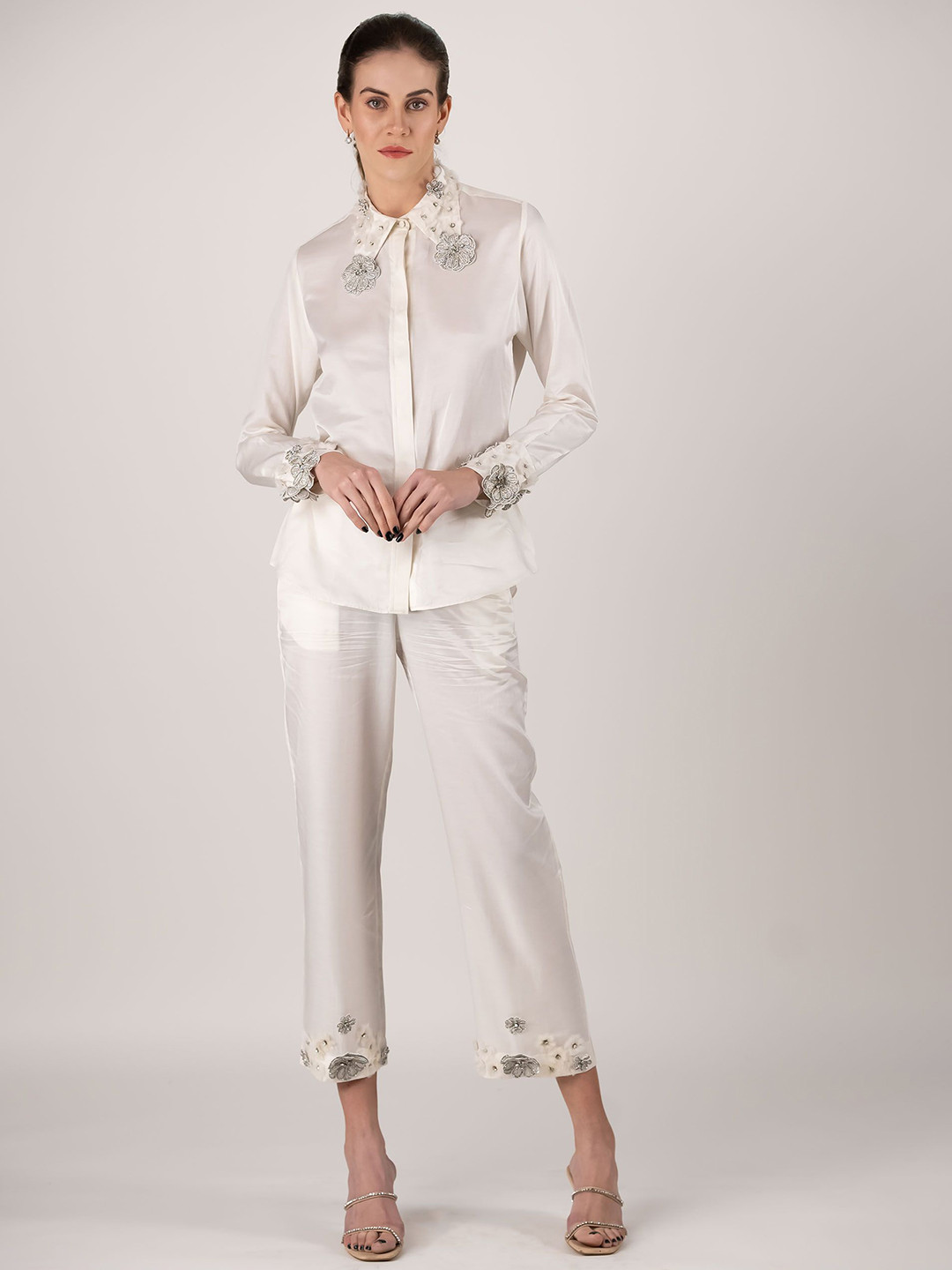 ROOH by SHIVANI Embellished Collar Neck Shirt With Trousers Co-Ords