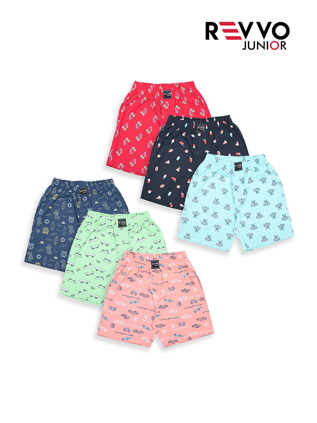 Revvo Junior Pack Of 6 Printed Pure Cotton Basic Briefs + 701