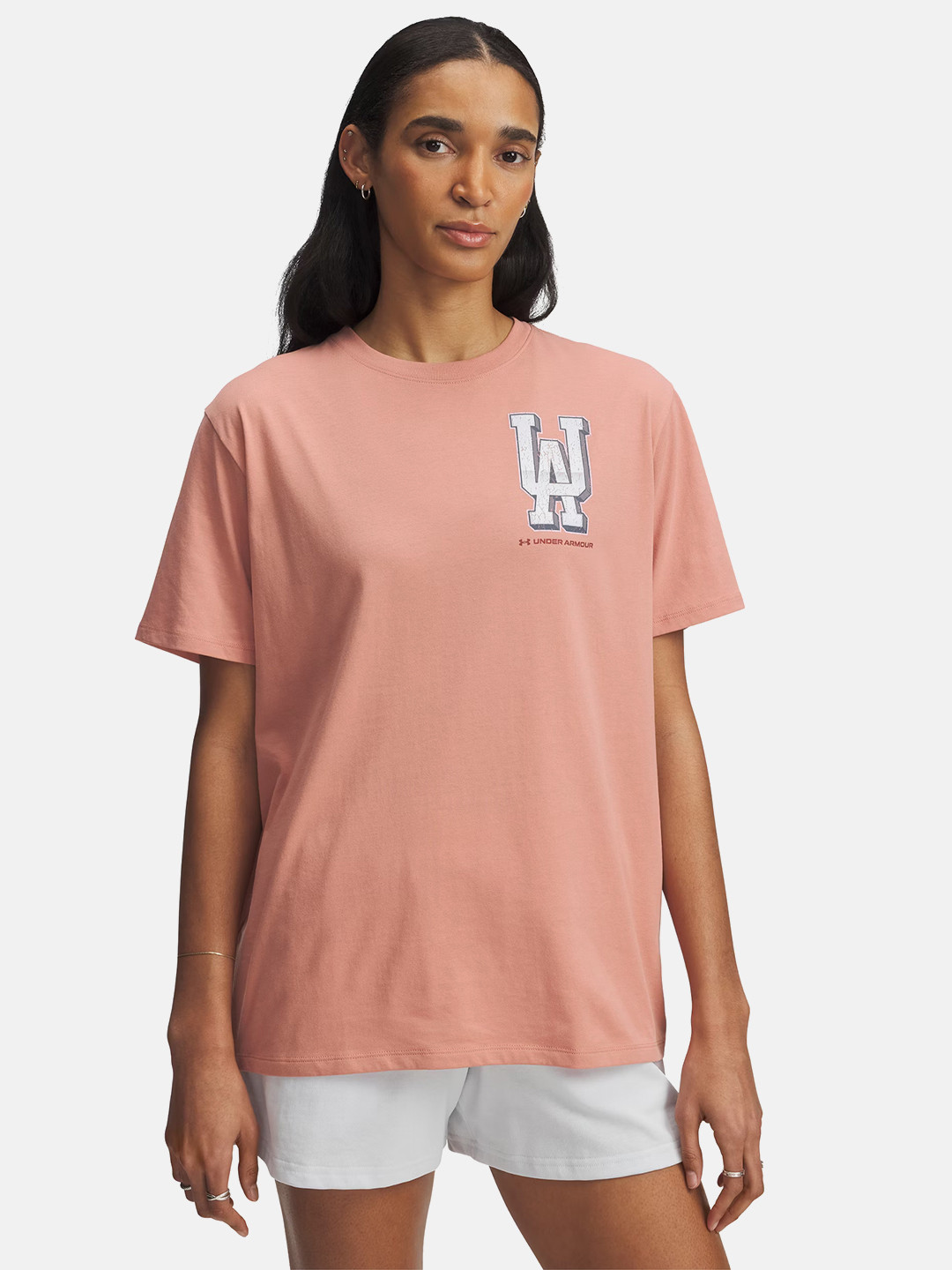 UNDER ARMOUR Brand Logo Printed Drop-Sleeves Collegiate Oversized T-shirt