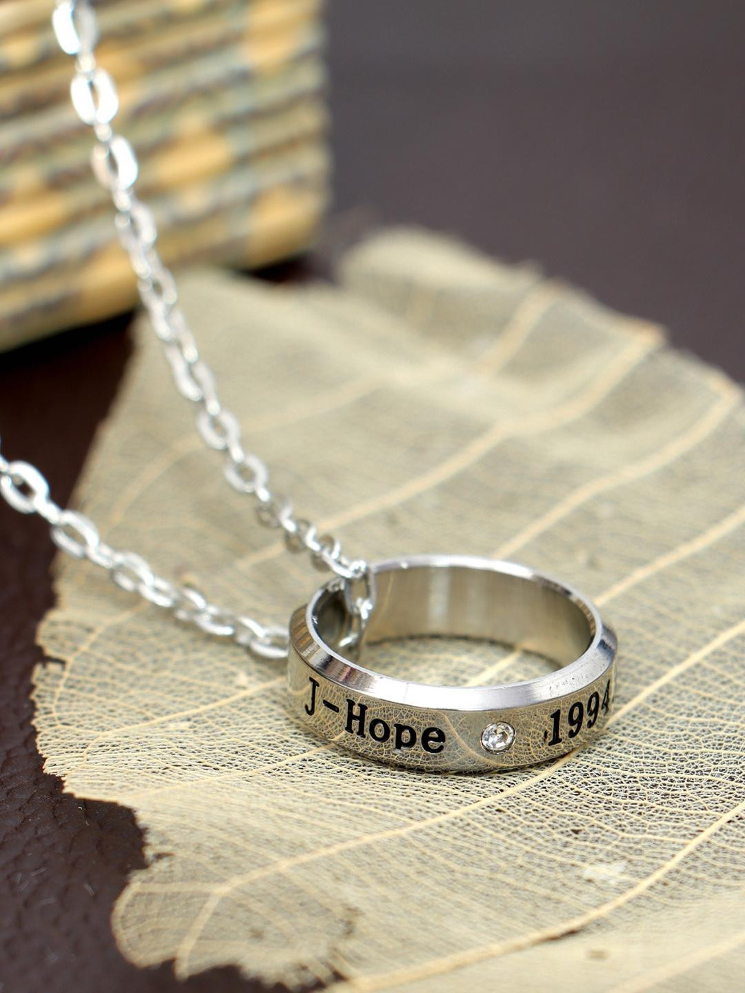 Vientiq Sterling Silver J-Hope BangtanRing Pendant Chain Necklace