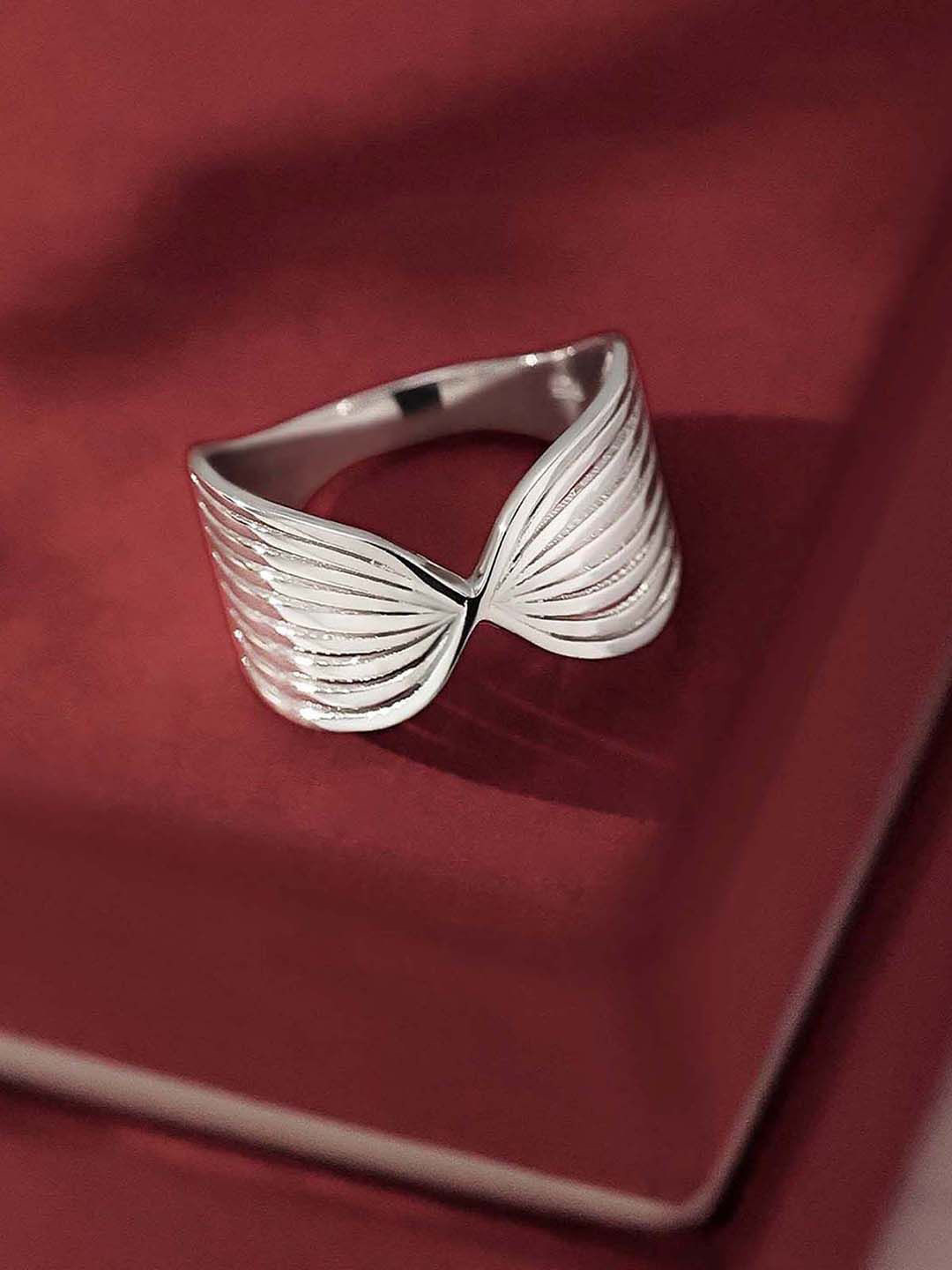 Tweov Jewels 925 Sterling Silver Rhodium-Plated Bonny Wing Band Finger Ring
