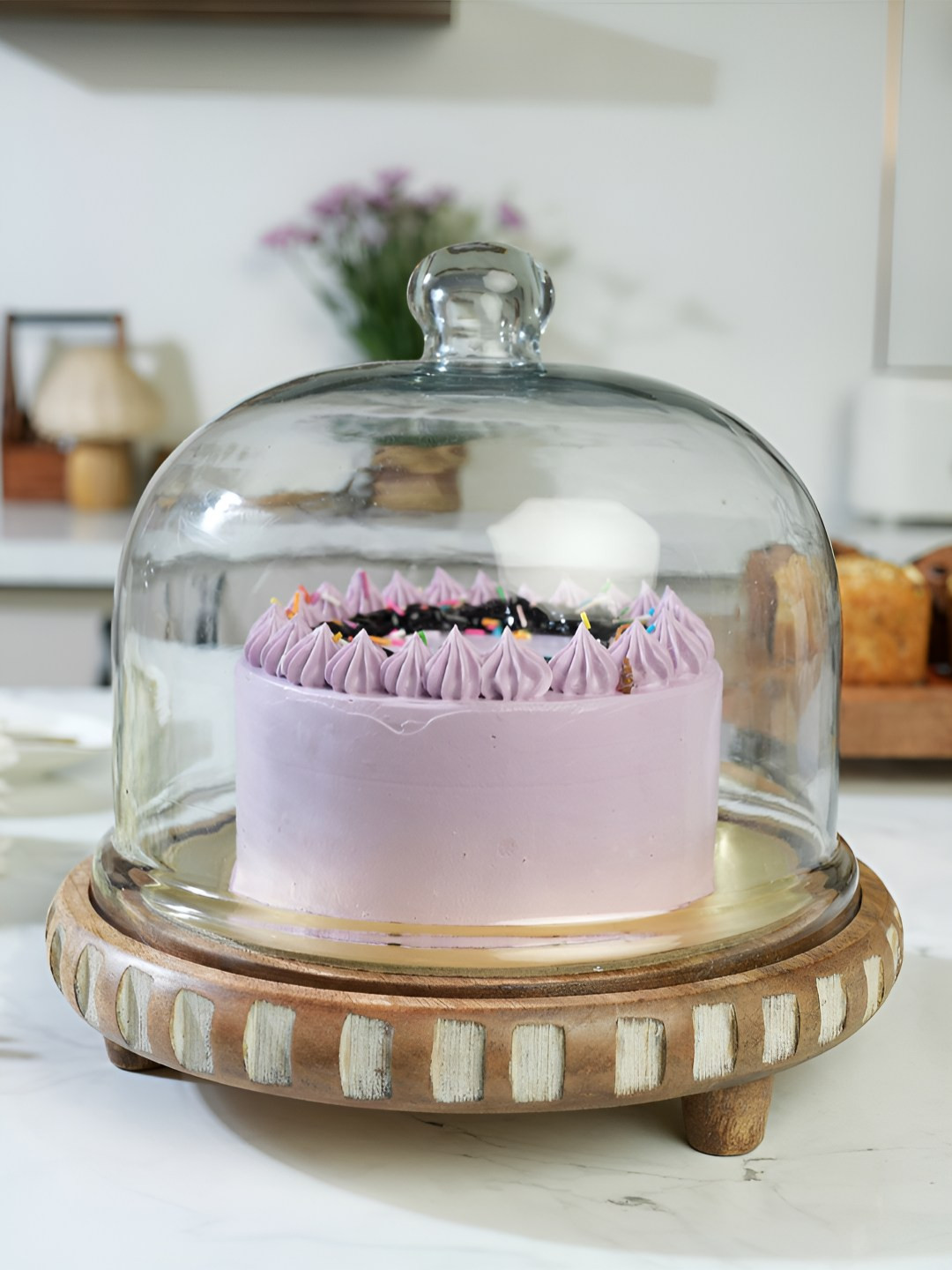 Ireka Homes Brown Wooden Cake Stand