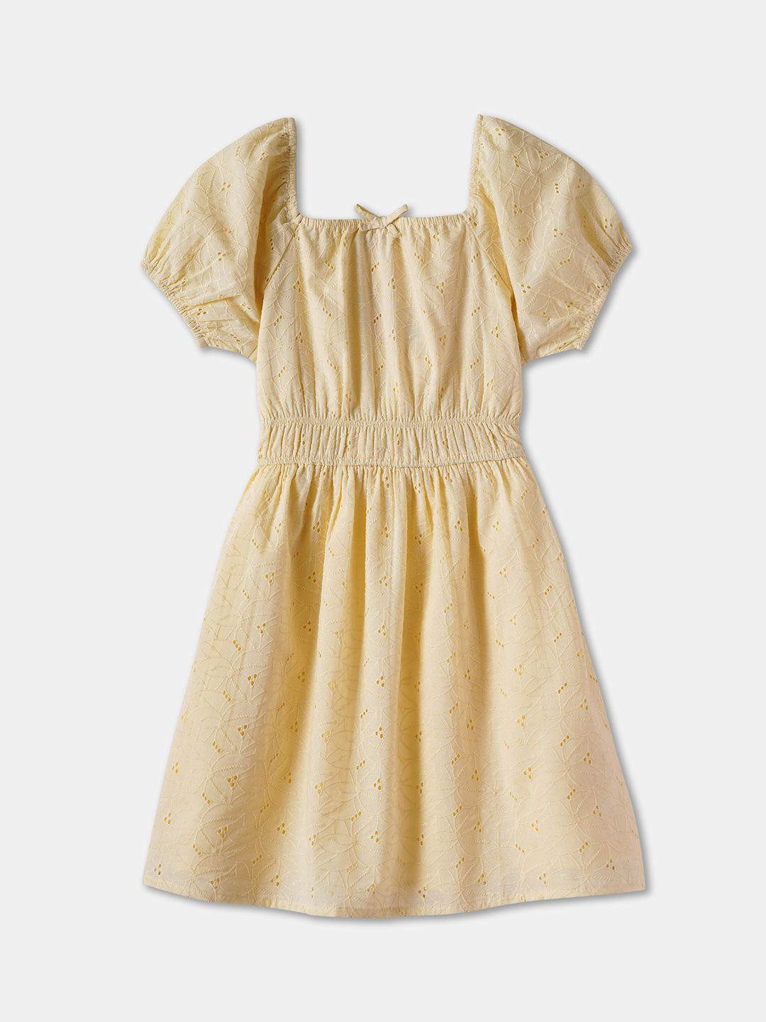 R&B Girls Self Design Square Neck Fit And Flare Dress