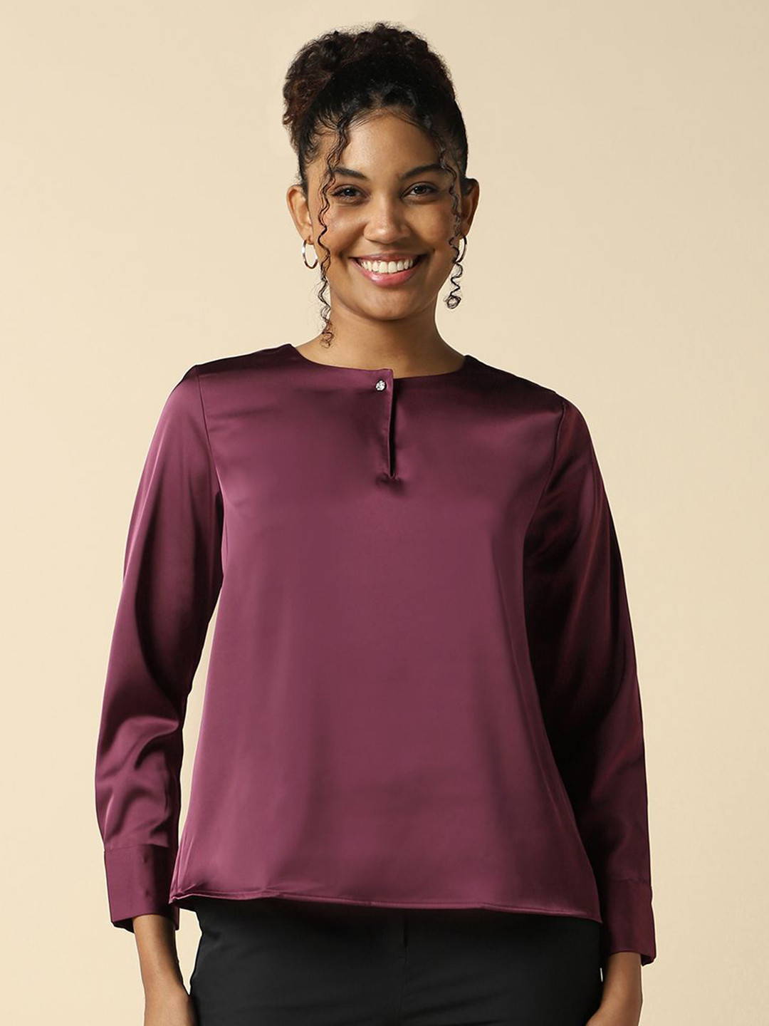 Allen Solly Woman Solid Round Neck A-Line Top