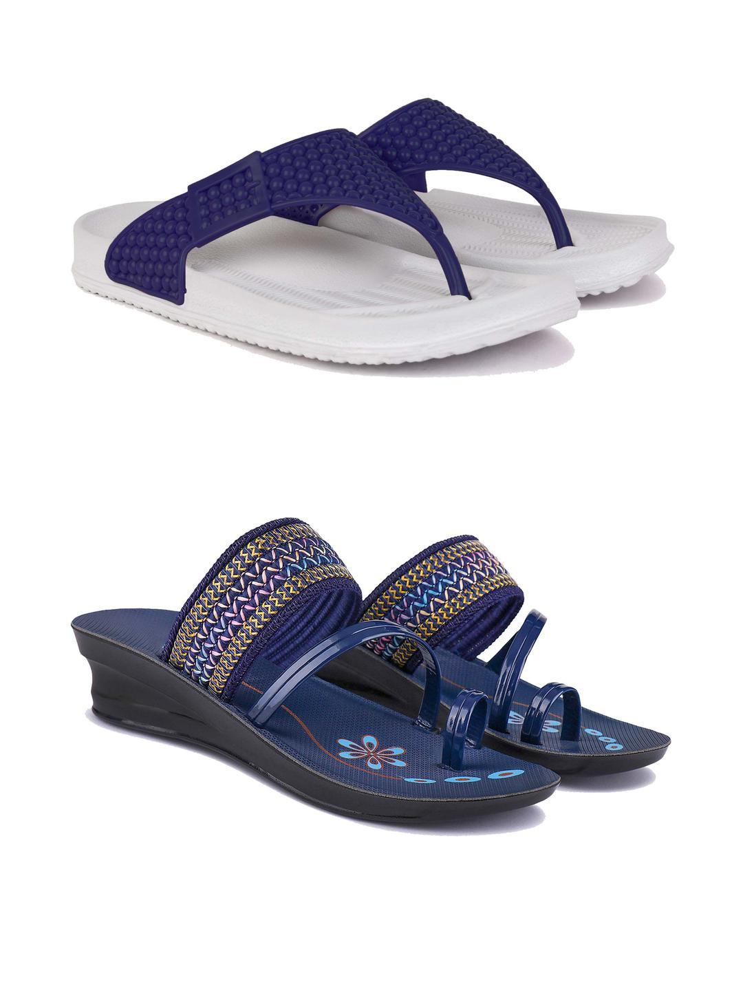 DRACKFOOT Women Pack Of 2 Textured Open Toe Flats