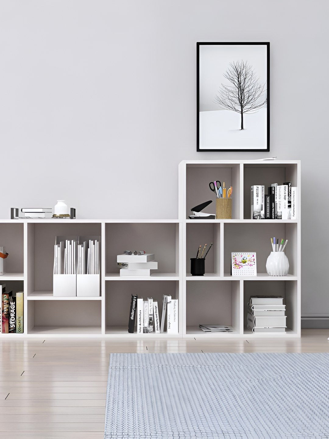 HEXA RED White Wooden Book Shelf