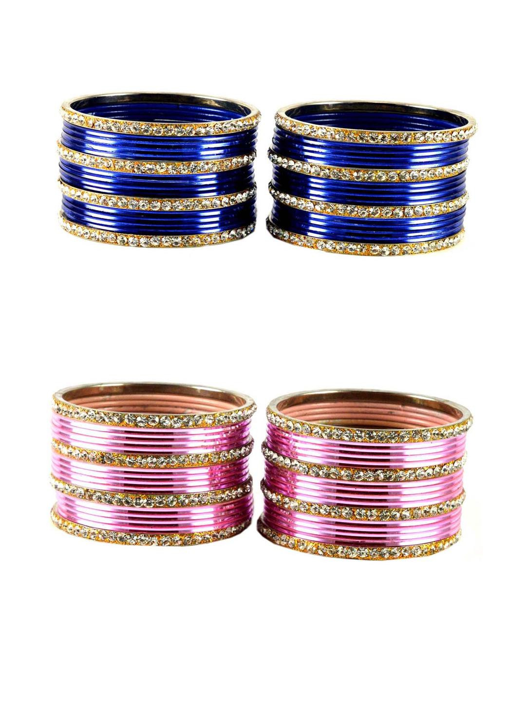 Multicolor  Brass  Stone stud Bangle Combo