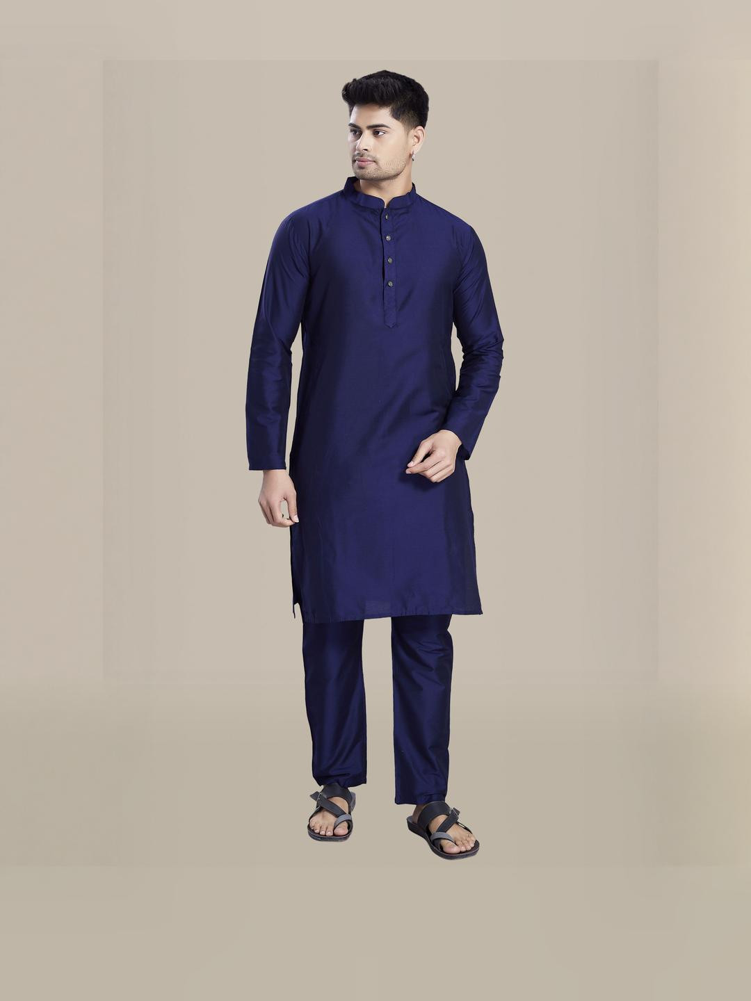 PulseIQ Men Regular Raw Silk Kurta with Pyjamas