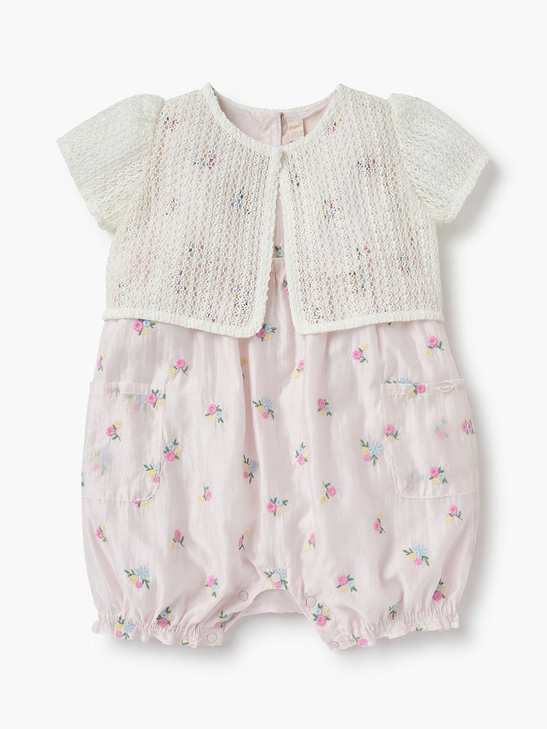 Giggles by Babyshop Infants Girls Floral Embroidered Rompers
