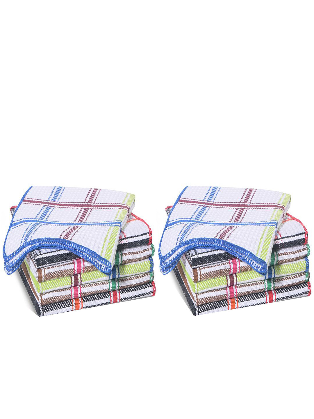 Kuber Industries Set of 12 White Checked Cotton Cleaning Cloth Kitchen Towels
